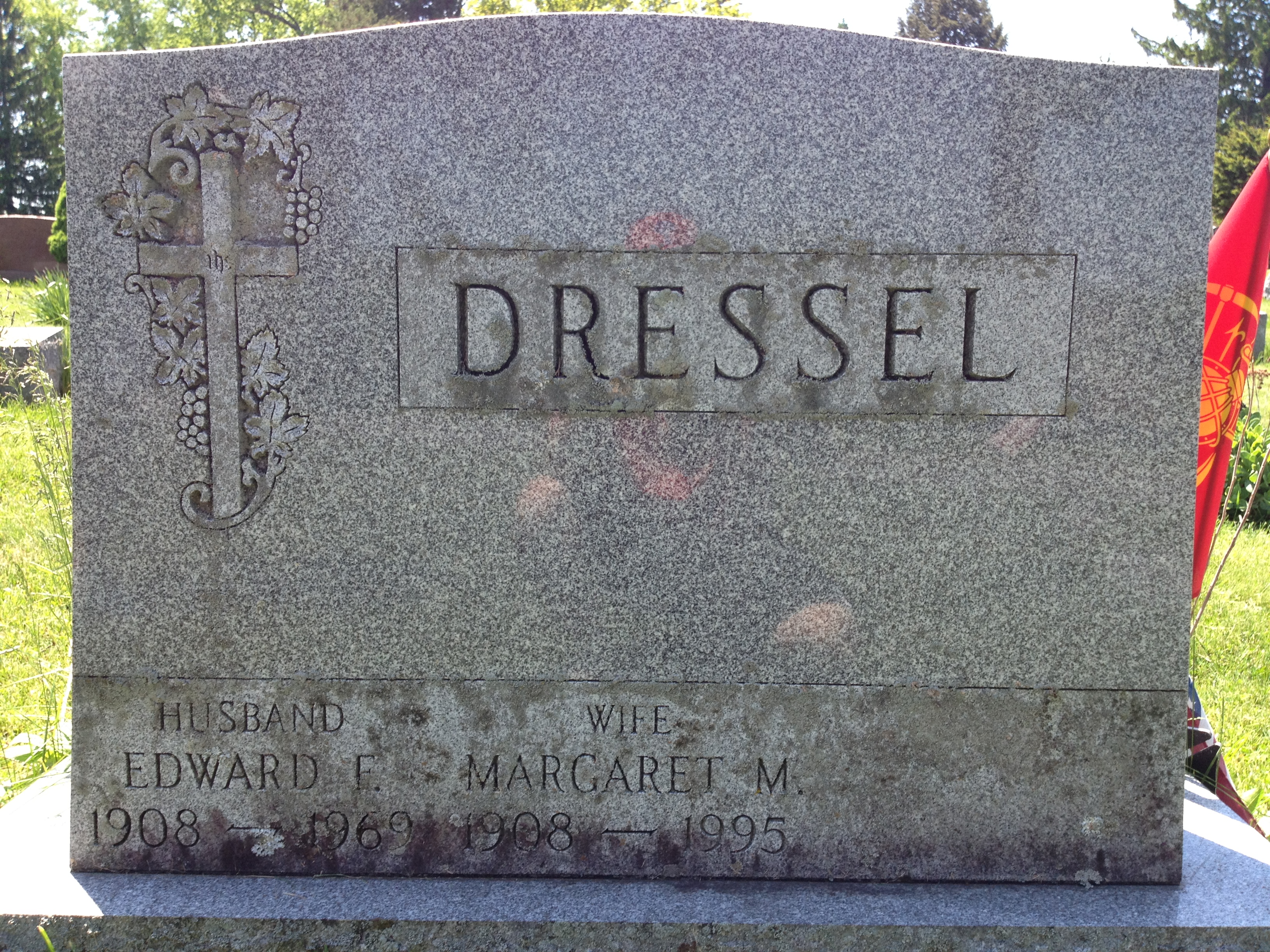 Headstone of Edward F. Dressel and Margaret M. Pryor