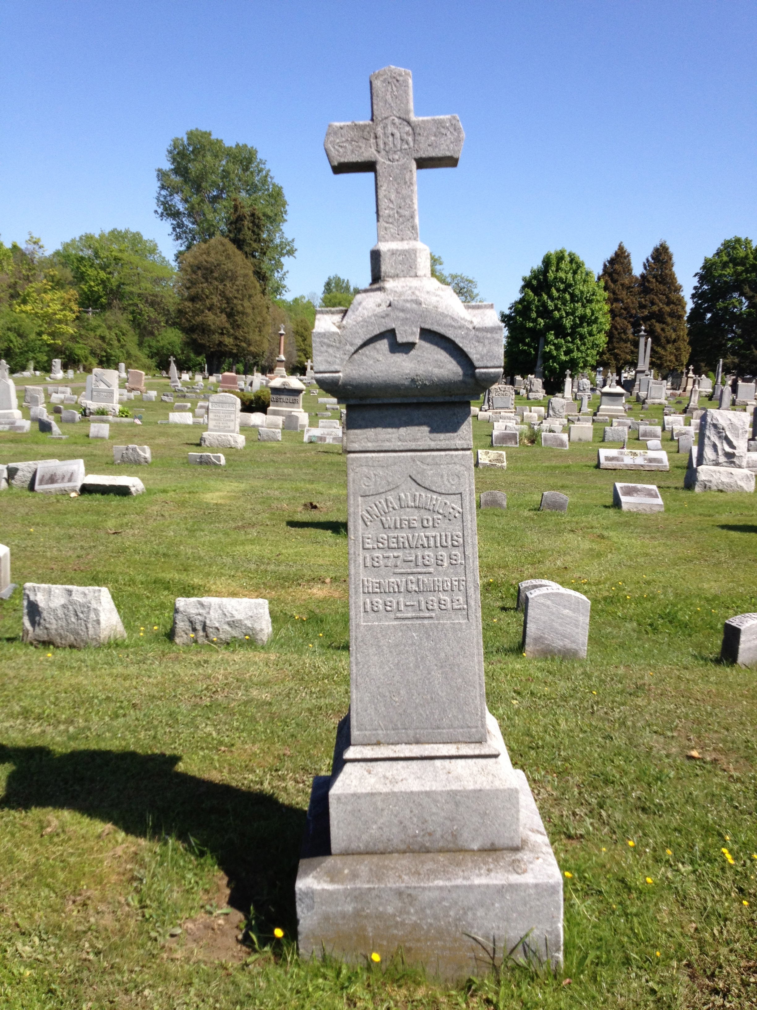 Headstone of Anna Mary Imhoff and her brother henry Caspar Imhoff