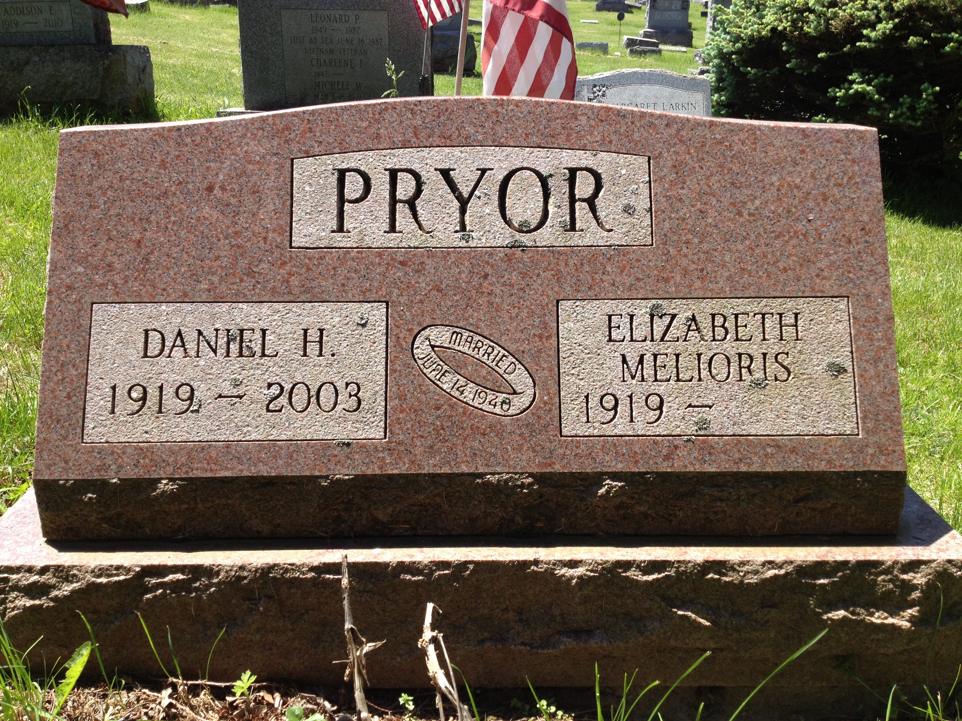 Headstone of Daniel Harry Pryor